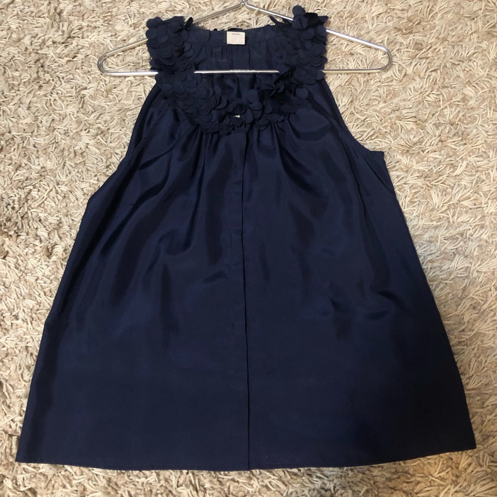J Crew • Navy Petal Silk Blouse